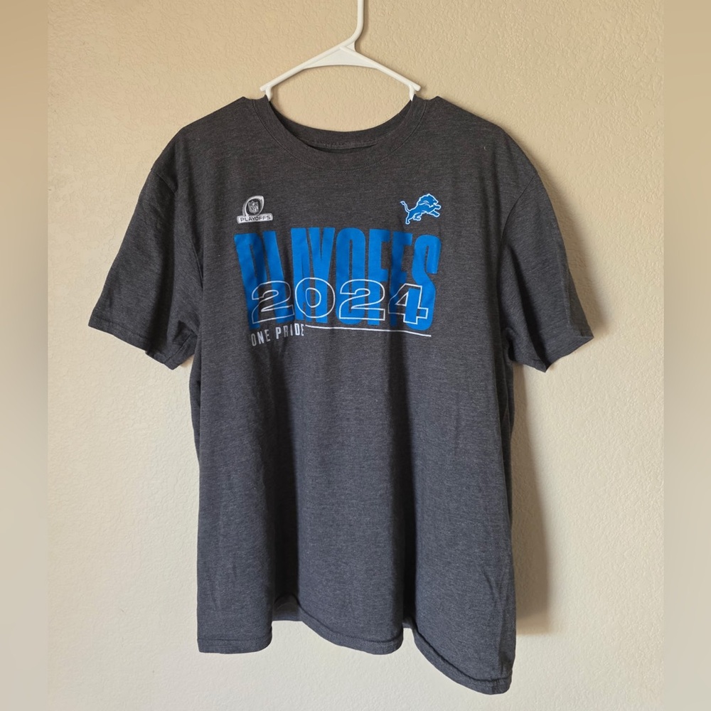 Detroit Lions Fanatics 2024 NFL Playoffs Mens T-Shirt Size XL - Heather Charcoal